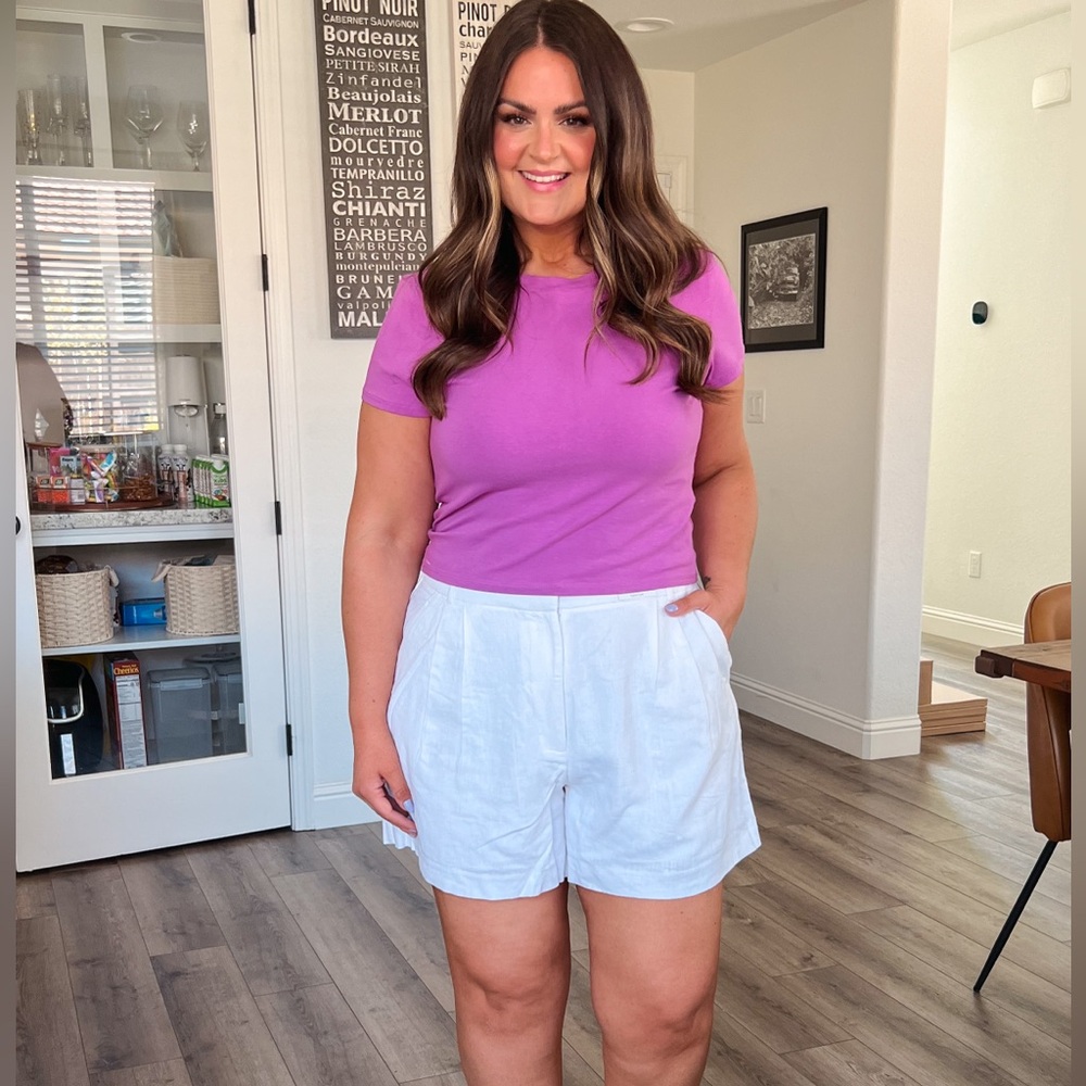 White linen blend Shorts